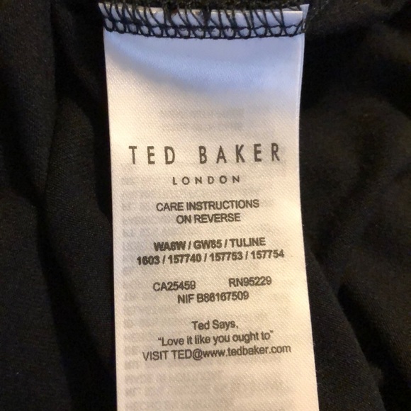 SALE! Ted Baker London. Black Baby Tee w/White Bow - Picture 4 of 6